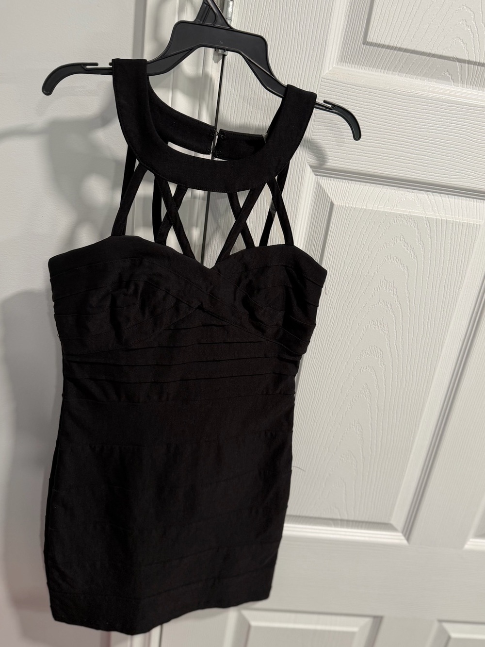 le chateau Black Strappy Mini Dress